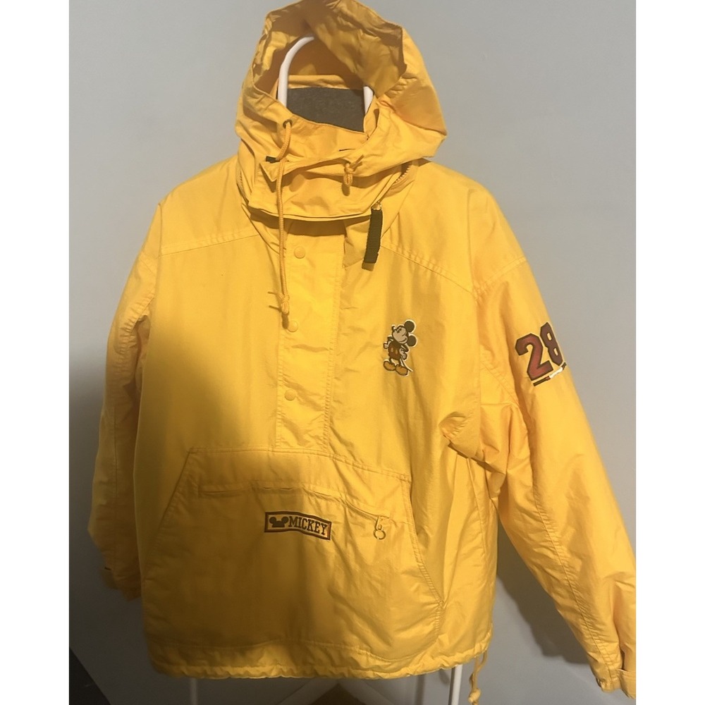 Disney Mickey Mouse Jacket  Yellow Half Zip Pullover Anorak Adult Sz Small Vtg